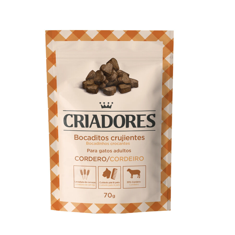 6 pacotes x 70 g Criadores Snacks Crocantes de Cordeiro para gatos Pack poupan&ccedil;a!, , large Imagem n&uacute;mero 1