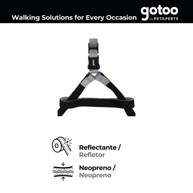 Gotoo Peitoral nylon cinza reflexivo para cães,  Imagem número 3 Gotoo Peitoral nylon cinza reflexivo para cães, , large Imagem número 3