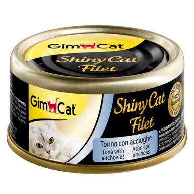 GimCat Shiny Filet Atum e Anchovas em lata para gatos