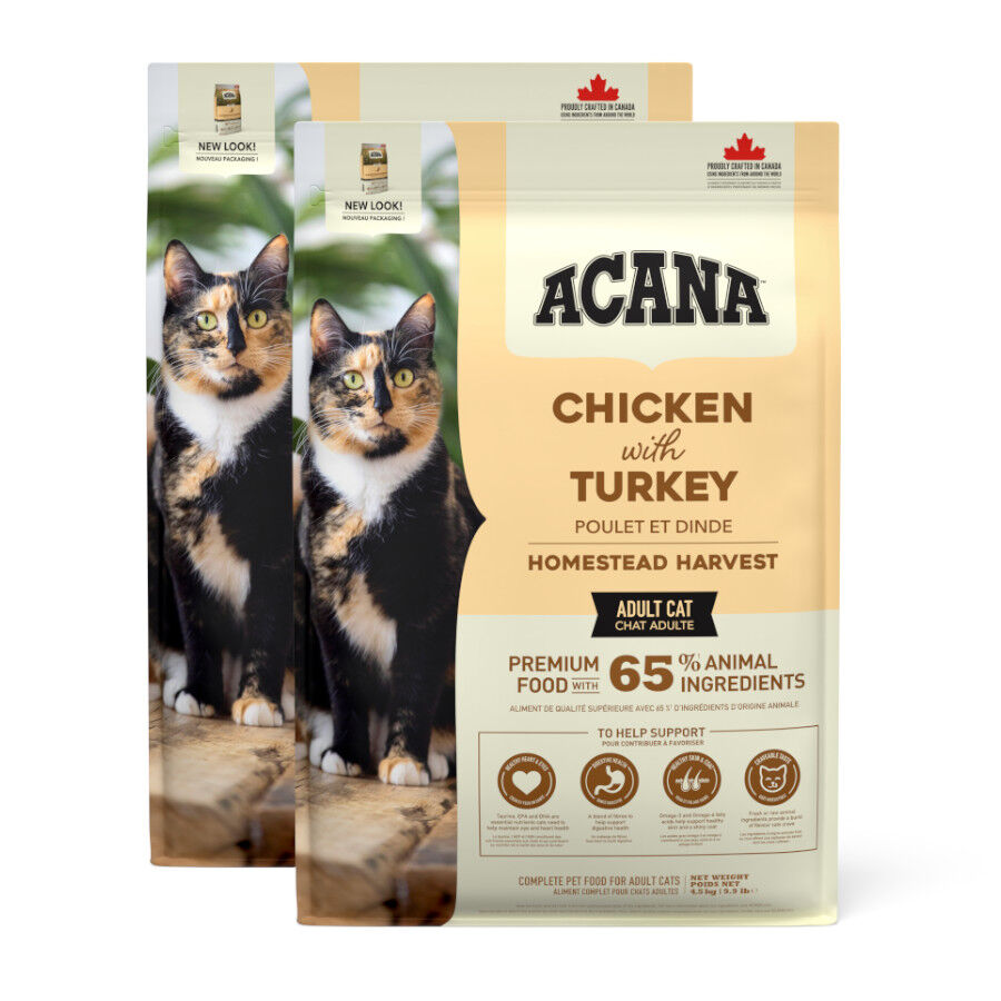 2 x 4.5 kg Acana Homestead Harvest ra&ccedil;&atilde;o para gatos Pack poupan&ccedil;a!, , large Imagem n&uacute;mero 1