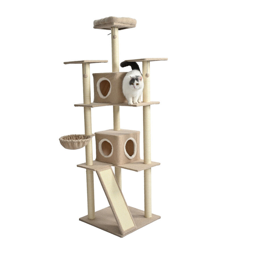 Leeby Boucle Collection &aacute;rvore arranhadora XL com camas e brinquedos para gatos, , large Imagem n&uacute;mero 3