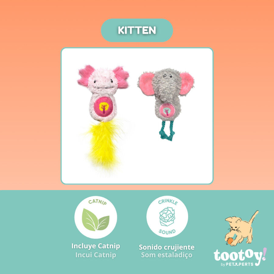 Tootoy! Kitten Peluche de elefante e axolote para gatos, , large Imagem n&uacute;mero 5
