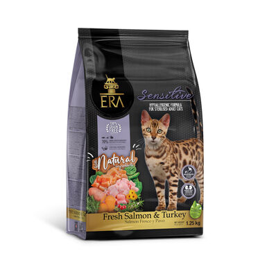 Era Sensitive Salmão e Peru Ração para gatos 