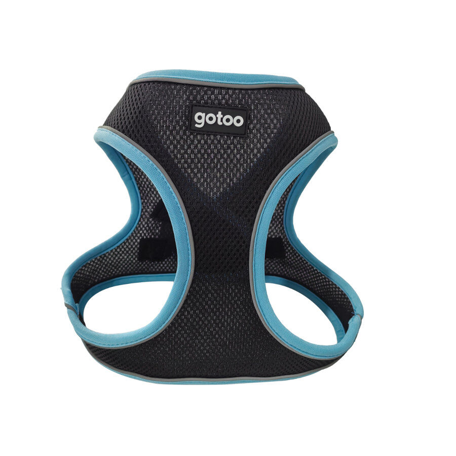 Gotoo Peitoral ajust&aacute;vel de malha turquesa/preto para c&atilde;es, , large Imagem n&uacute;mero 1