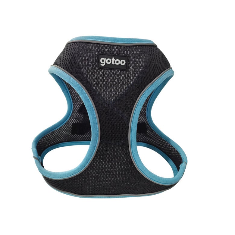 Gotoo Peitoral ajustável de malha turquesa/preto para cães,  Imagem número 1 Gotoo Peitoral ajustável de malha turquesa/preto para cães, , large Imagem número 1