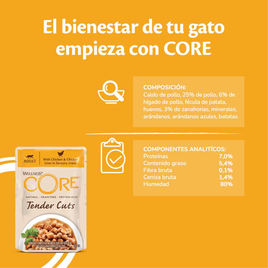  85 g Wellness Core Tender Cuts frango saquetas para gatos , , large Imagem n&uacute;mero 4