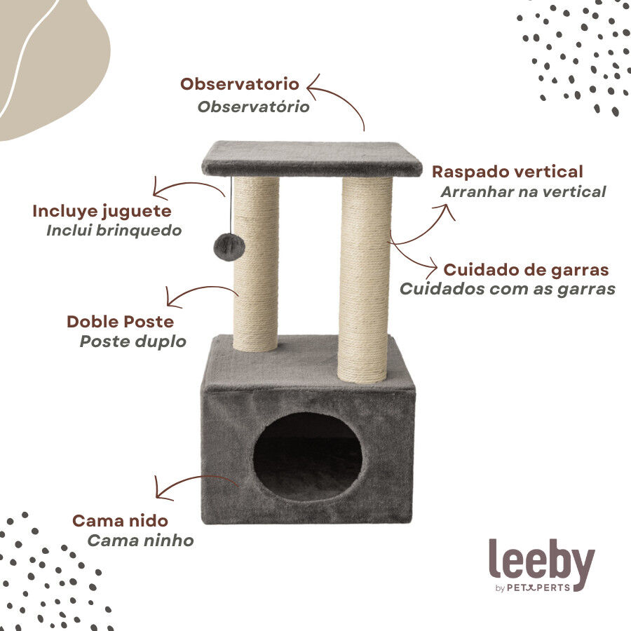 Leeby Colette Scratch arranhador com cama nido e brinquedo cinzento para gatos, , large Imagem n&uacute;mero 3