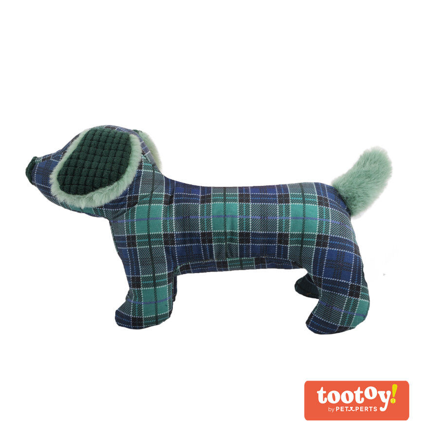 Tootoy! Tartan Dog Cuddler Blue Teckel de Peluche para c&atilde;es , , large Imagem n&uacute;mero 1