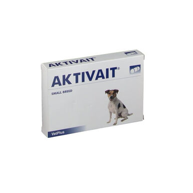 VetPlus Aktivait Sénior Vitaminas que combatem o envelhecimento cerebral em cães de raça pequena.
