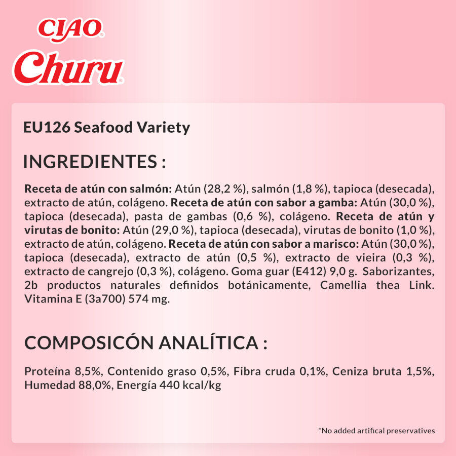 20 saquetas x 14 g Churu Variedades de Marisco Snack L&iacute;quido para gatos, , large Imagem n&uacute;mero 7