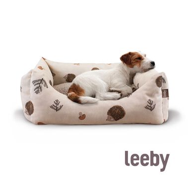 Leeby Alcofa com Capa Amovível Branca com Ouriços para cães