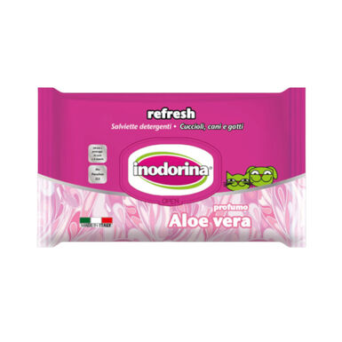 Inodorina Refresh Toalhitas Húmidas Aloe Vera para cães e gatos