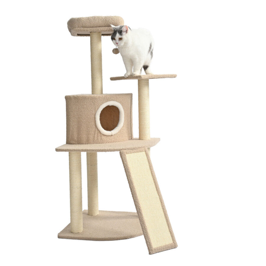 Leeby Boucle Collection &aacute;rvore arranhadora com cama nido e arranhador vertical para gatos, , large Imagem n&uacute;mero 4