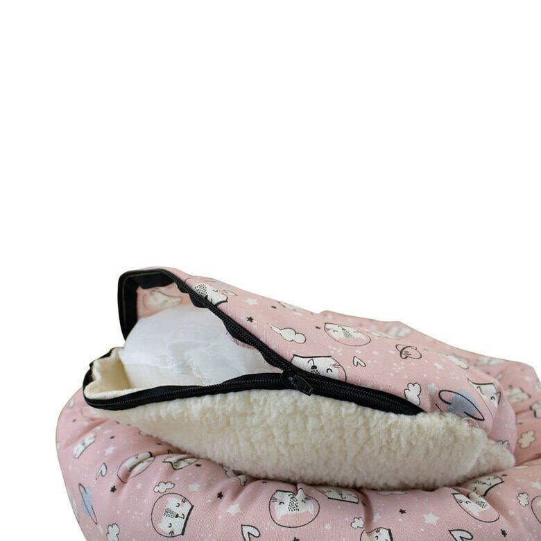 Leeby Cama Donut Antiderrapante Estampado Banda Desenhada Rosa para gatos, , large Imagem n&uacute;mero 3