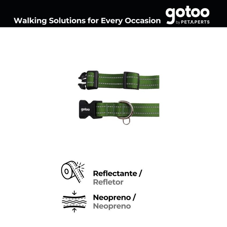 Gotoo Coleira refletora de nylon cáqui para cães,  Imagem número 4 Gotoo Coleira refletora de nylon cáqui para cães, , large Imagem número 4