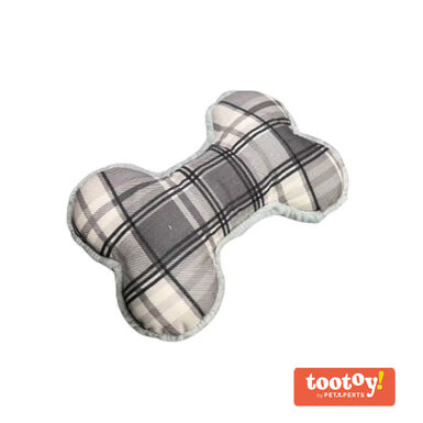 Tootoy! Tartan Bone Cuddler Grey Osso de Peluche para cães