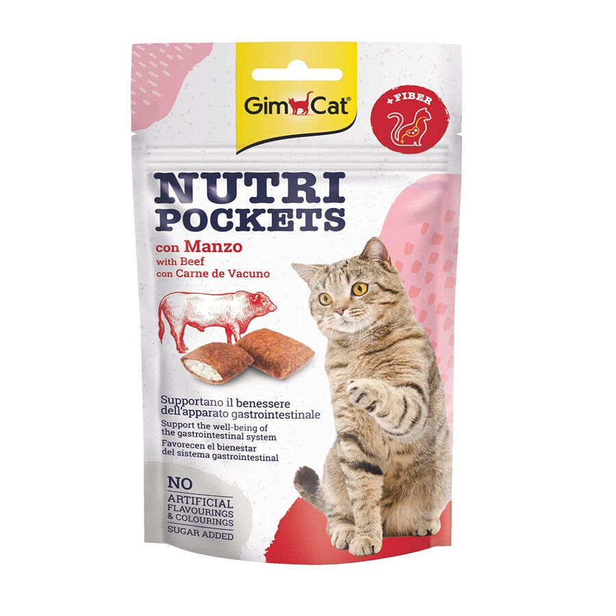 60 g Gimcat Nutri Pockets Biscoitos de Carne de Vaca e Malte para gatos, , large Imagem n&uacute;mero 1