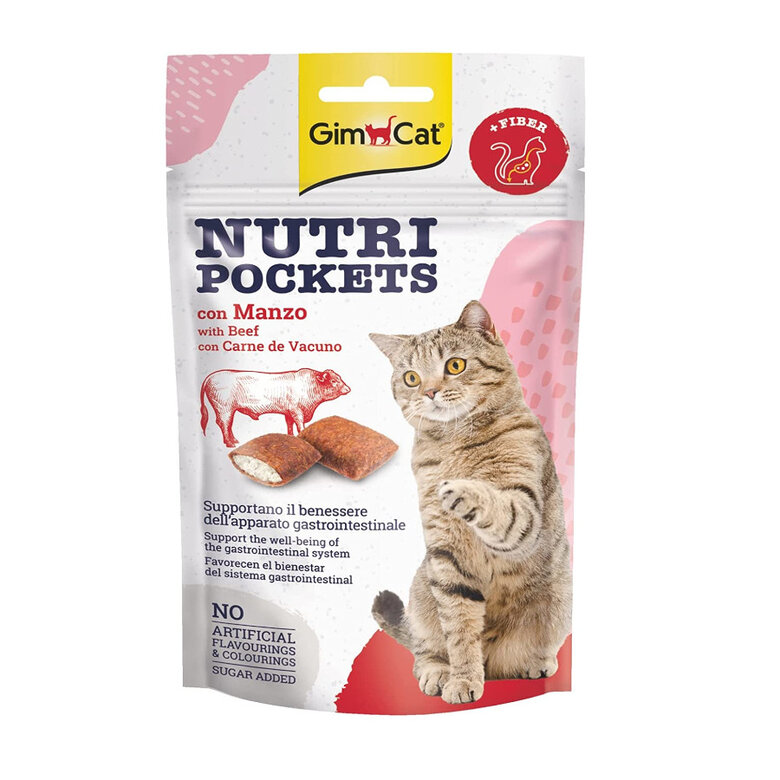 Gimcat Nutri Pockets Biscoitos de Carne de Vaca e Malte para gatos, , large image number null