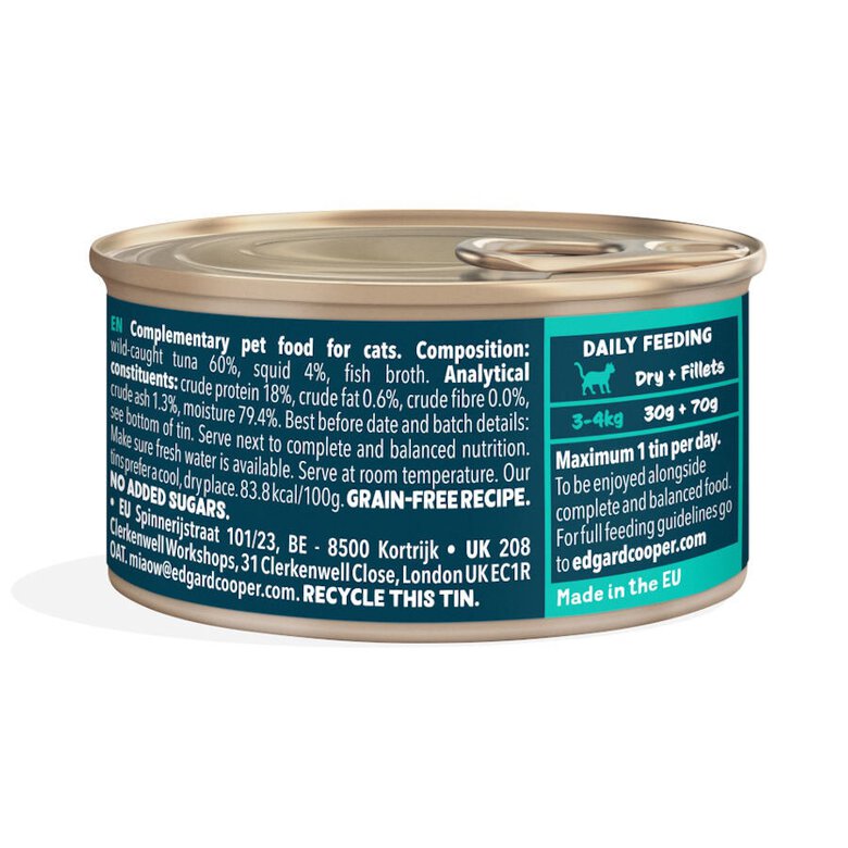 70 g Edgard & Cooper Alimento húmido de atum e lula em lata para gatos,  Imagem número 5 70 g Edgard & Cooper Alimento húmido de atum e lula em lata para gatos, , large Imagem número 5