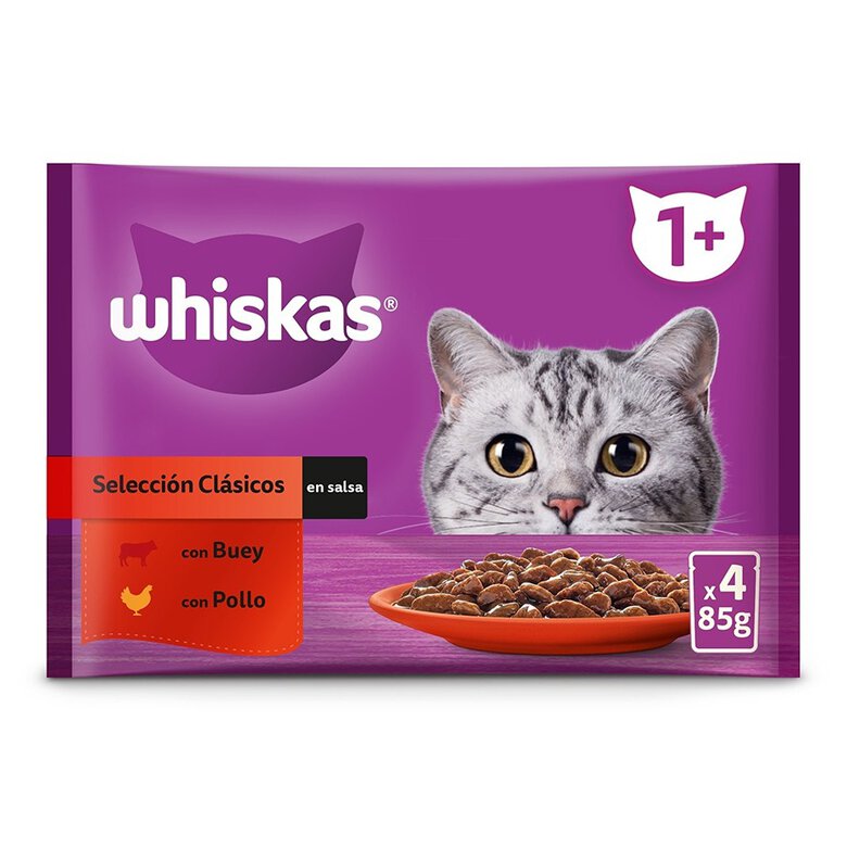 4 saquetas x 85 g Whiskas Boi e Frango Molho em Saqueta para Gatos,  Imagem número 1 4 saquetas x 85 g Whiskas Boi e Frango Molho em Saqueta para Gatos, , large Imagem número 1
