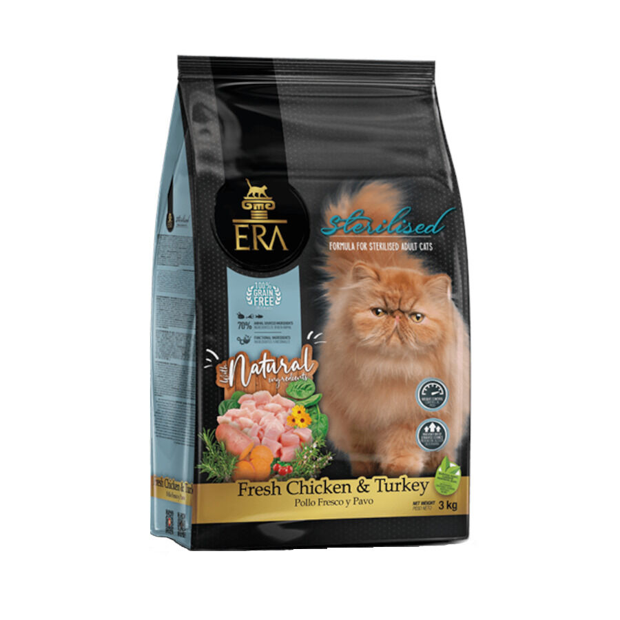 3 kg ERA Grain Free Frango e Peru Ra&ccedil;&atilde;o para gatos esterilizados, , large Imagem n&uacute;mero 1