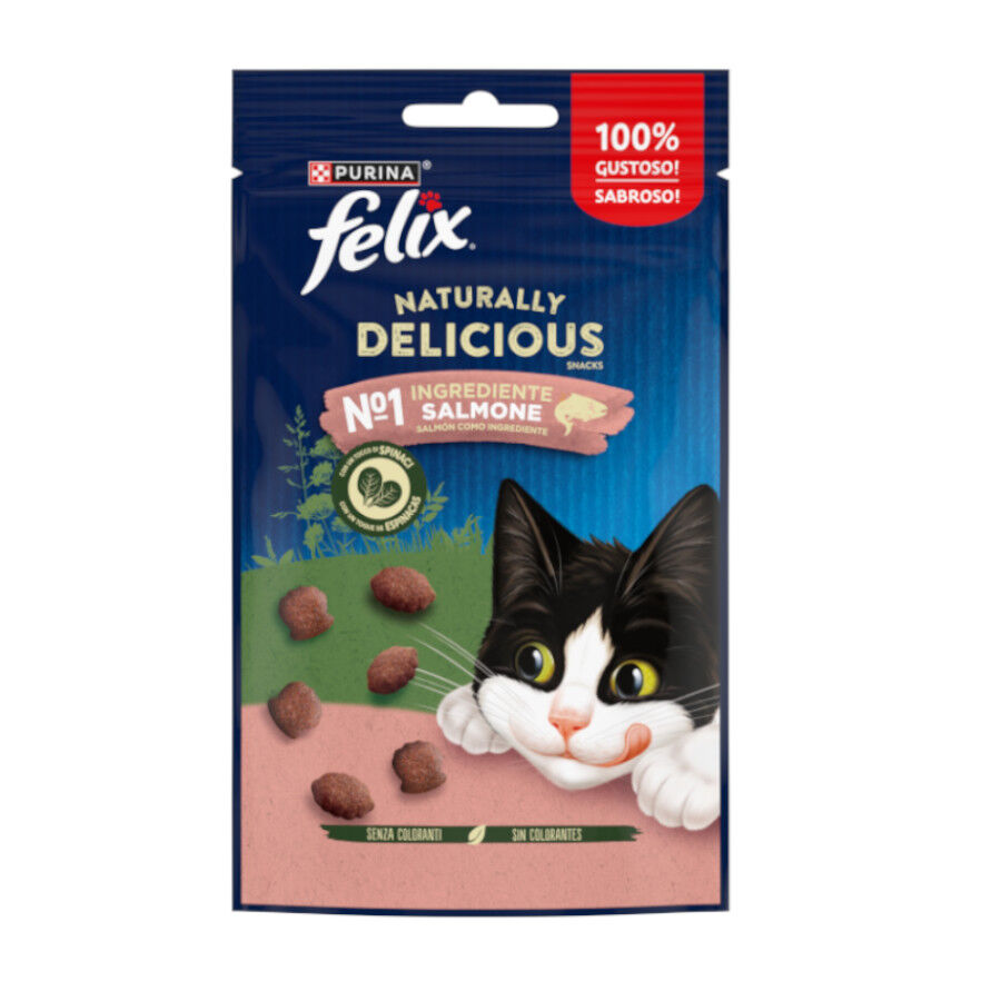 50 g F&eacute;lix Snacks Naturally Delicious de Salm&atilde;o para Gatos, , large Imagem n&uacute;mero 1