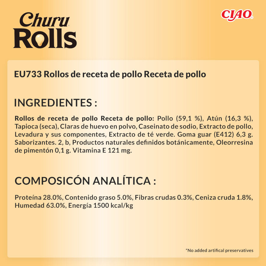 4 saquetas x 10 g Churu Sticks Rolls de Frango para gatos, , large Imagem n&uacute;mero 6