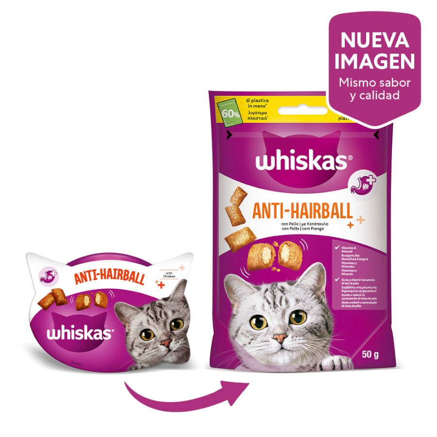50 g Whiskas Anti-Hairball Snacks para Gatos&nbsp;, , large Imagem n&uacute;mero 2