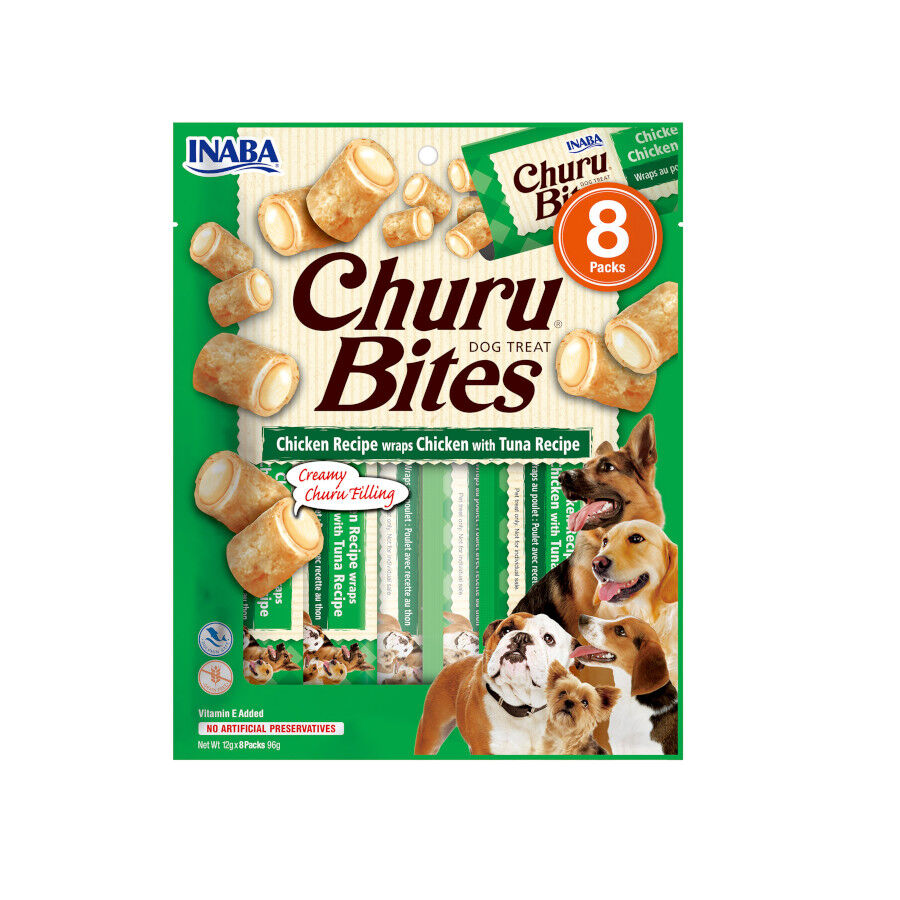 8 saquetas x 12 g Churu Snacks Bites de Frango com Atum para c&atilde;es, , large Imagem n&uacute;mero 1
