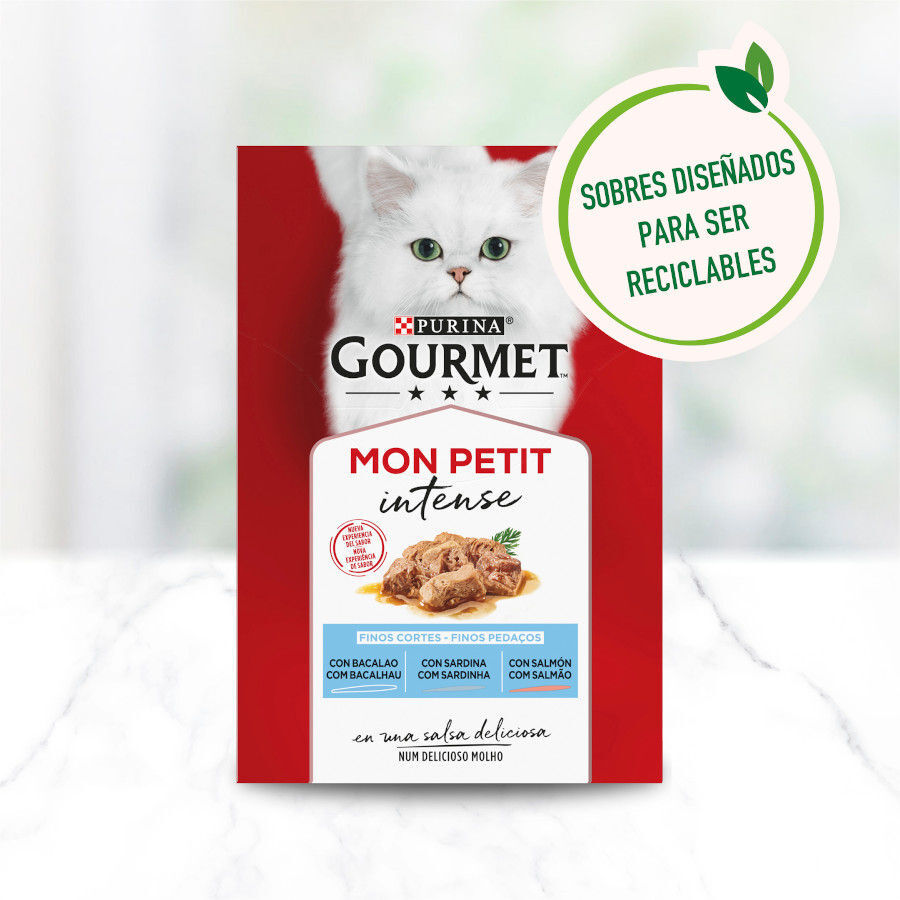 6 saquetas x 50 g Purina Gourmet Mon Petit Sele&ccedil;&atilde;o Peixes em molho para gatos, , large Imagem n&uacute;mero 3