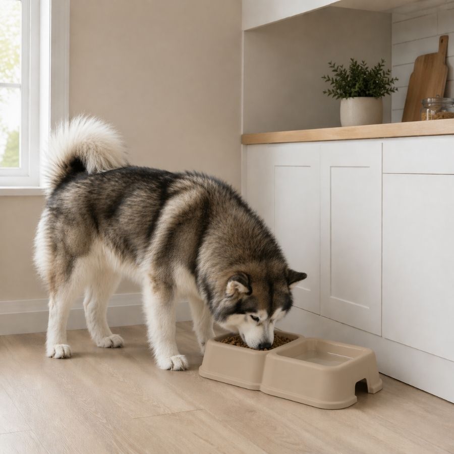Leeby Comedouro Duplo Quadrado Taupe para c&atilde;es, , large Imagem n&uacute;mero 1