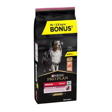 16.5 kg (14 + 2.5 kg grátis!) Pro Plan Adult Medium Sensitive Skin Salmão ração para cães