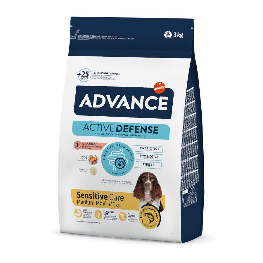 3 kg Advance Active Defense Medium Maxi Sensitive Salm&atilde;o e Arroz ra&ccedil;&atilde;o para c&atilde;es, , large Imagem n&uacute;mero 1
