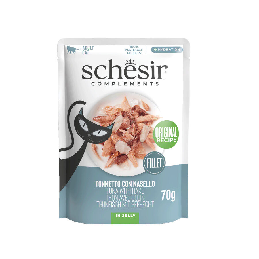 70 g Schesir Atum com Pescada em Gelatina sach&ecirc; para gatos, , large Imagem n&uacute;mero 1