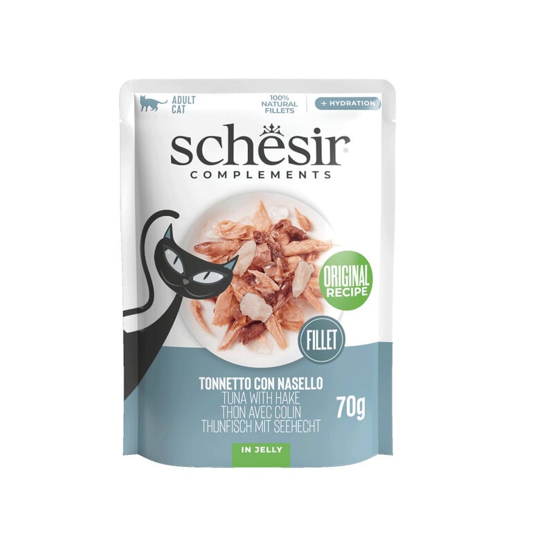 70 g Schesir Atum com Pescada em Gelatina sachê para gatos,  Imagem número 1 70 g Schesir Atum com Pescada em Gelatina sachê para gatos, , large Imagem número 1