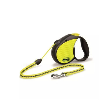 Flexi Neon Reflect Trela Extensível de Cabo Amarelo Neon