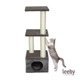 Leeby Colette DoubPost torre arranhadora com cama nido cinzenta para gatos