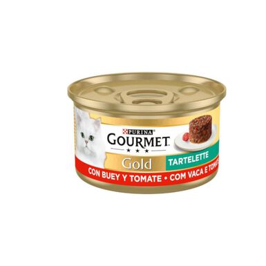 Gourmet Gold Tarte de Carne de Vaca e Tomate em lata para gatos