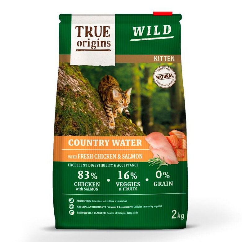 2 kg True Origins Wild Kitten Country Water Frango e Salmão ração,  Imagem número 1 2 kg True Origins Wild Kitten Country Water Frango e Salmão ração, , large Imagem número 1