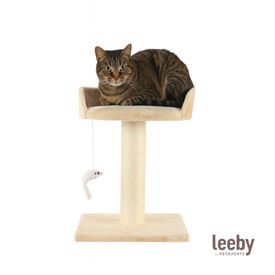 Leeby Tigrou arranhador com cama e brinquedo bege para gatos