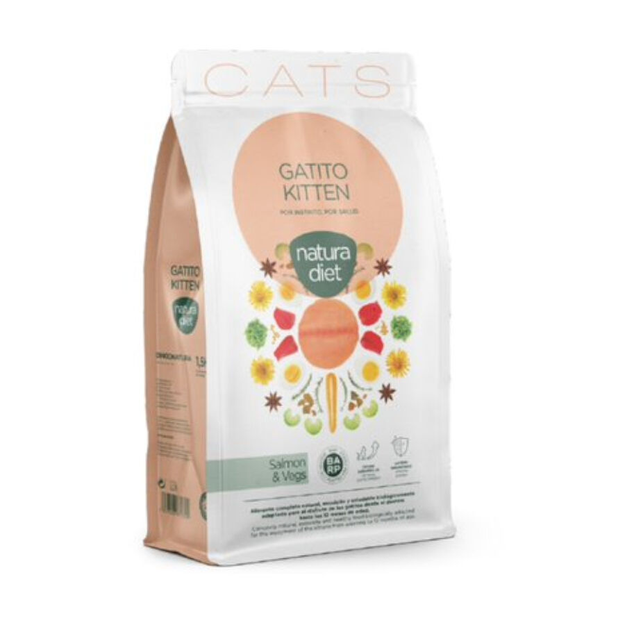 1.5 kg Nature Diet Kitten Salm&atilde;o e Vegetais ra&ccedil;&atilde;o, , large Imagem n&uacute;mero 1
