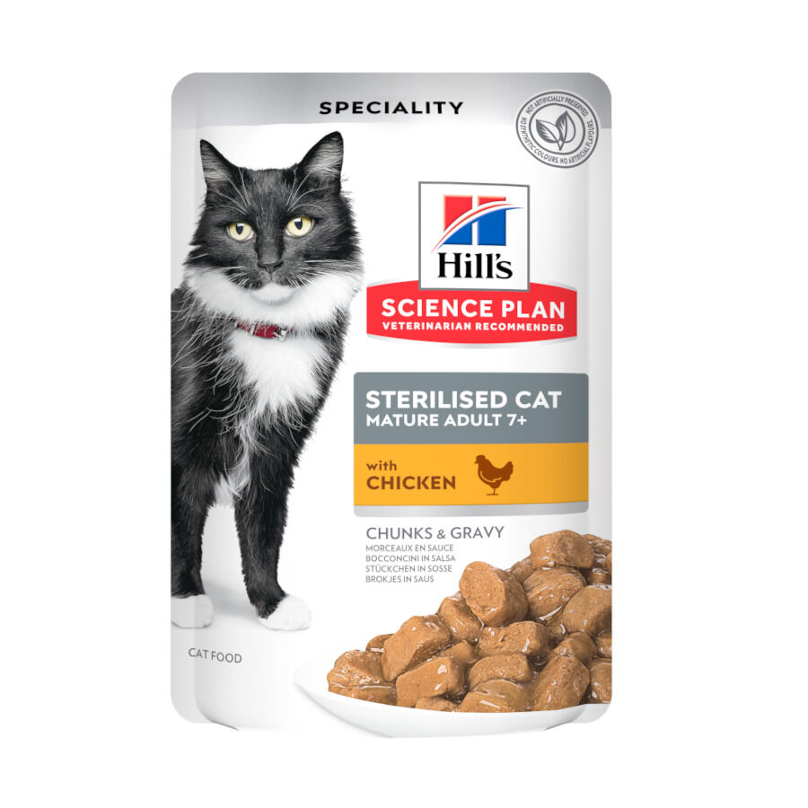 12 saquetas x 85 g Hill's Science Plan Sterilised Mature Frango saqueta de molho para gatos, , large Imagem n&uacute;mero 1