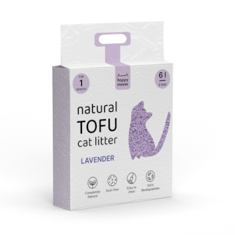 6 L Happy Meow Natural Tofu Aglomerante Lavanda para gatos,  Imagem número 1 6 L Happy Meow Natural Tofu Aglomerante Lavanda para gatos, , large Imagem número 1