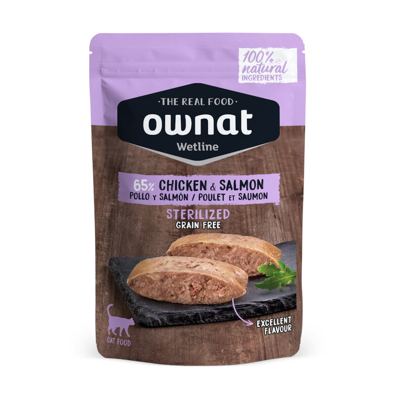 85 g Ownat Wetline Esterilizado Frango e Salmão saquetas para gatos,  Imagem número 1 85 g Ownat Wetline Esterilizado Frango e Salmão saquetas para gatos, , large Imagem número 1
