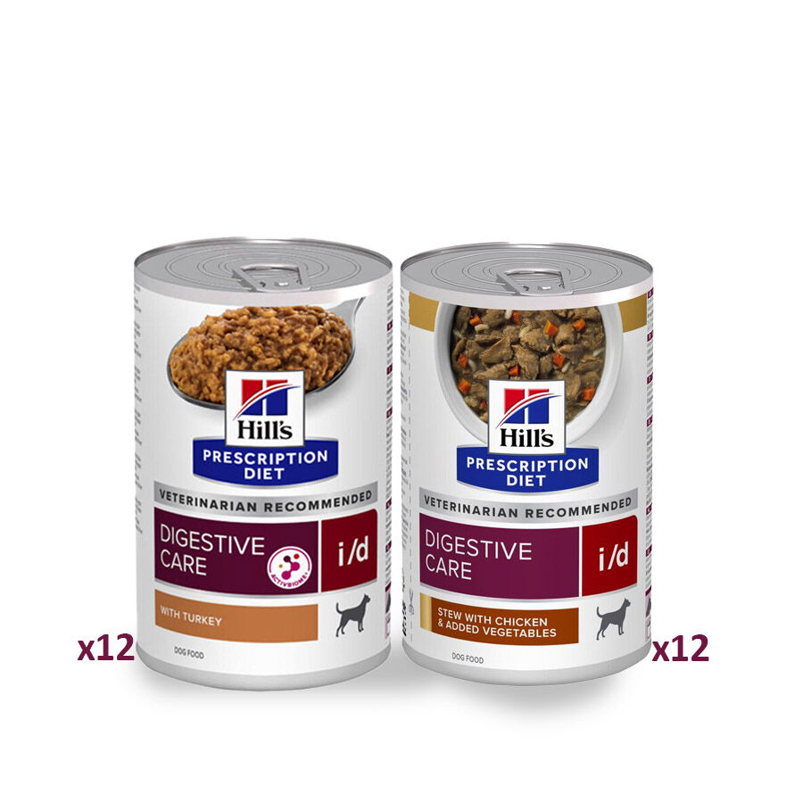 12 latas x 354 g + 12 latas x 360 g Hill's Pack Prescription Diet Digestive care Frango e Peru em lata para c&atilde;es Pack poupan&ccedil;a!, , large Imagem n&uacute;mero 1