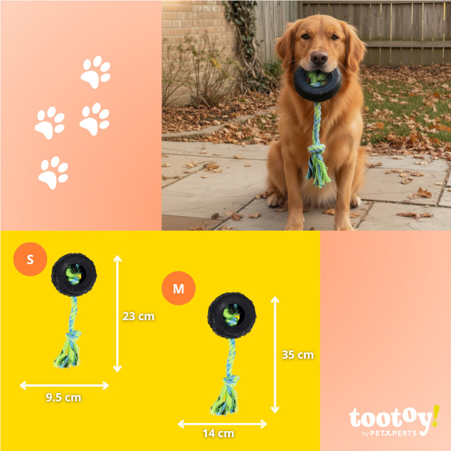 Tootoy! Pull Mordedor pneu de corda pequeno para c&atilde;es, , large Imagem n&uacute;mero 4