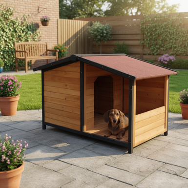 TK-Pet Rocky Casota de Madeira com P&aacute;tio para c&atilde;es