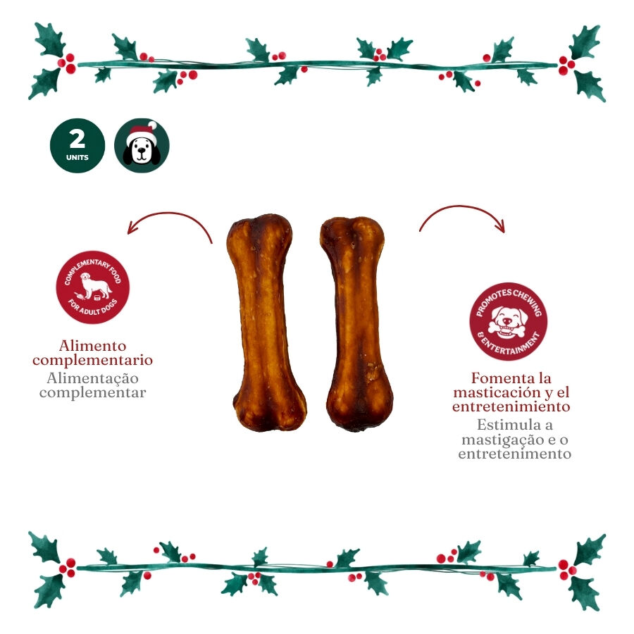 1 pack x 2 uns. Wonder Christmas Dupla de Ossos de Couro Prensado Snacks para C&atilde;es, , large Imagem n&uacute;mero 3