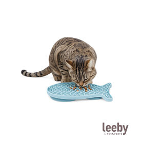 Leeby Tapete de Lamber Anti-voracidade Peixe Azul para gatos