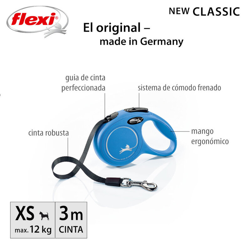 Flexi New Classic Trela Extensível de Fita Azul para Cães,  Imagem número 2 Flexi New Classic Trela Extensível de Fita Azul para Cães, , large Imagem número 2